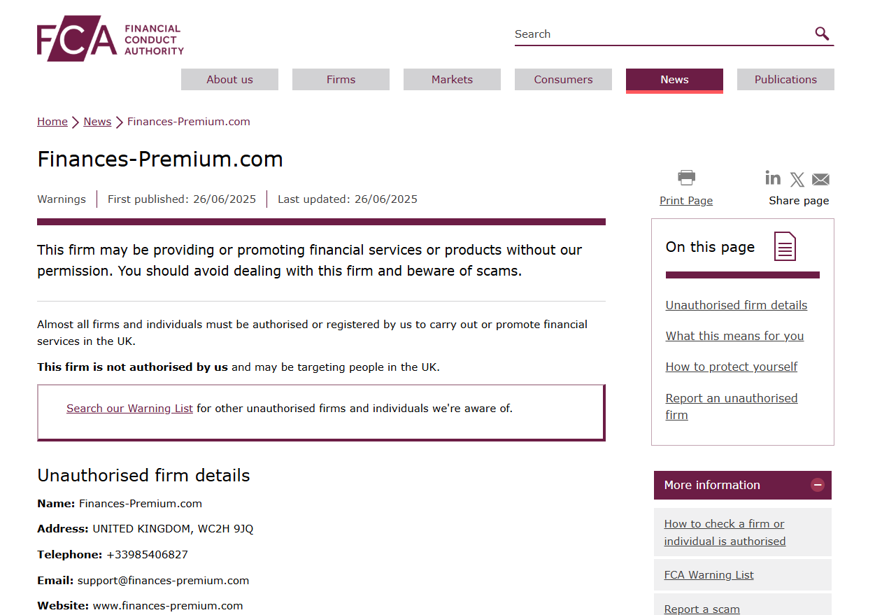Finances-Premium-com-FCA-Warning