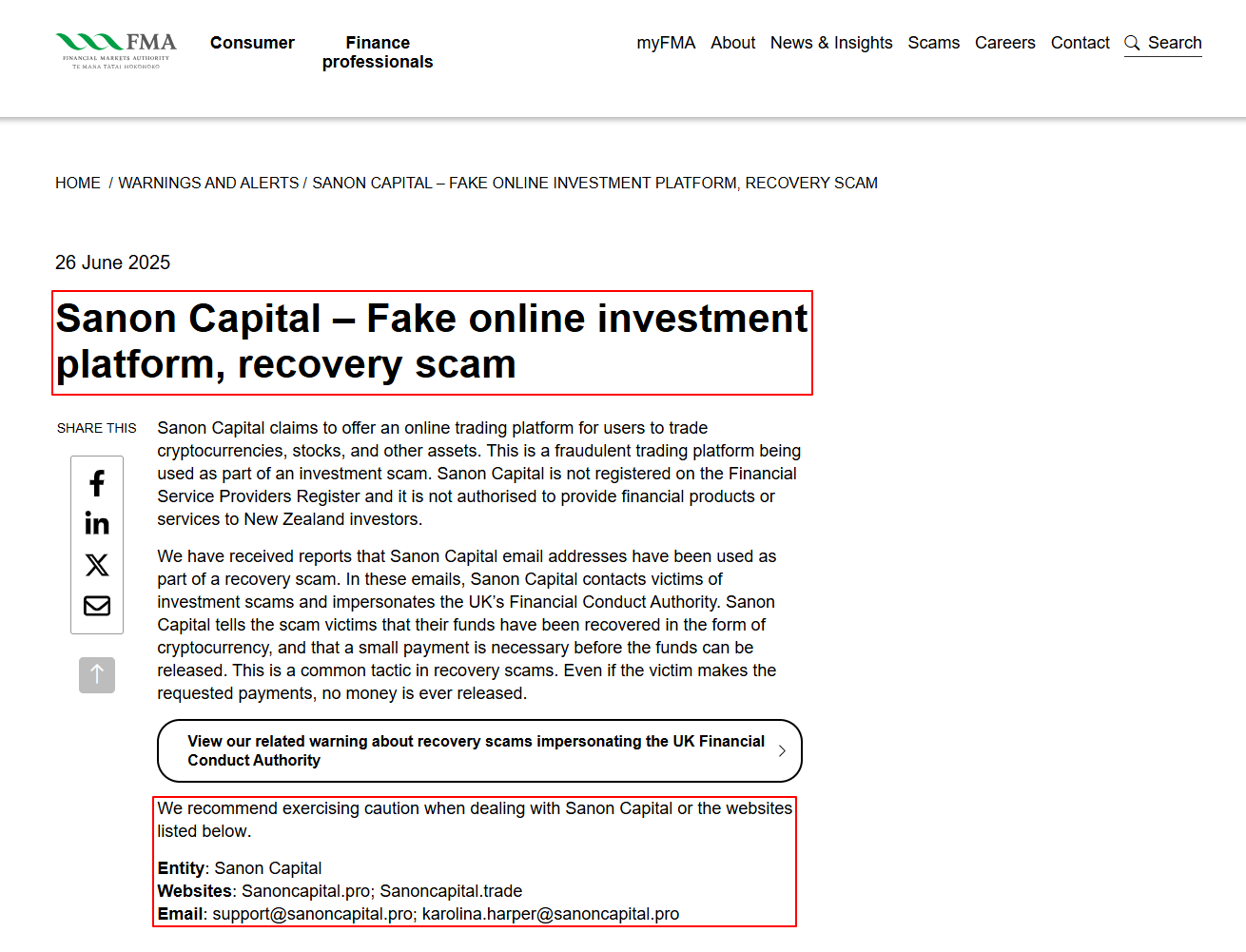 Sanon-Capital-Financial-Markets-Authority-Warning