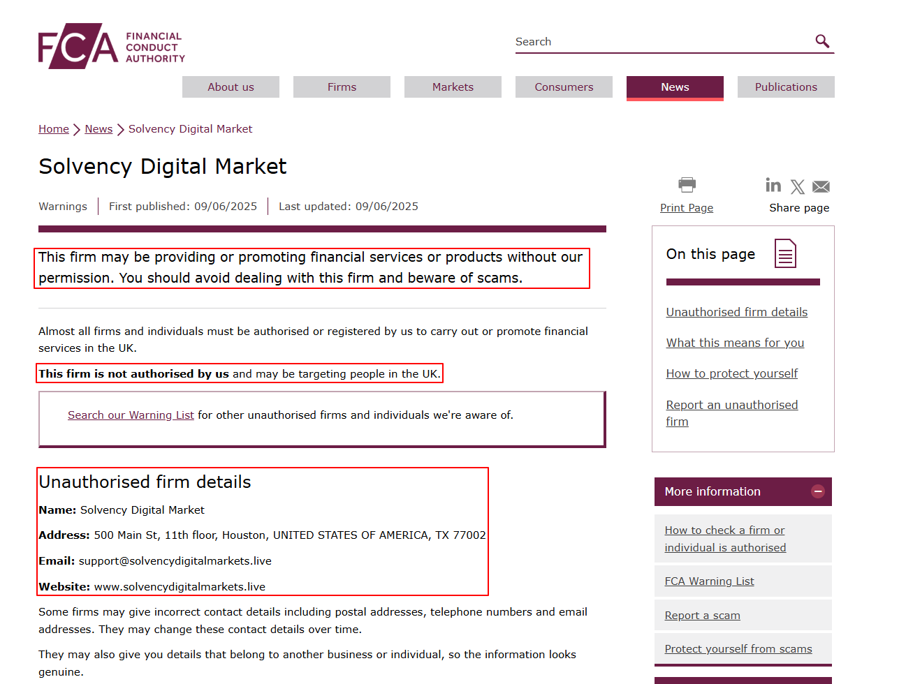 Solvency-Digital-Market-FCA-Warning