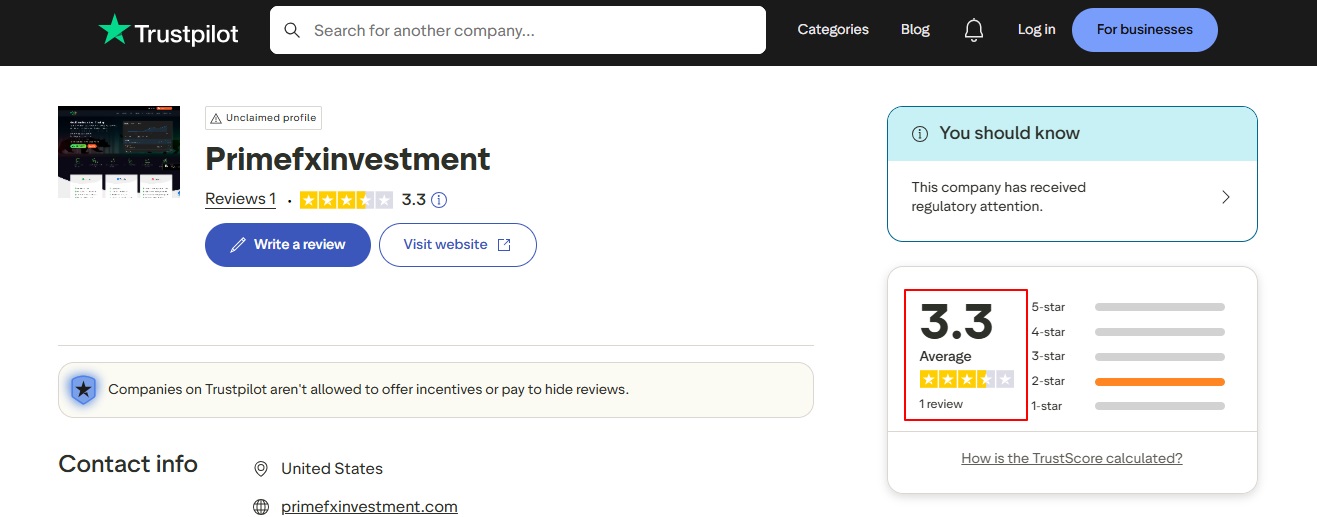 PrimeFxinvestments Trustpilot
