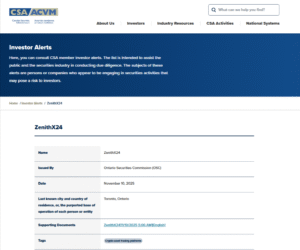 ZenithX24-Canadian-Securities warnings