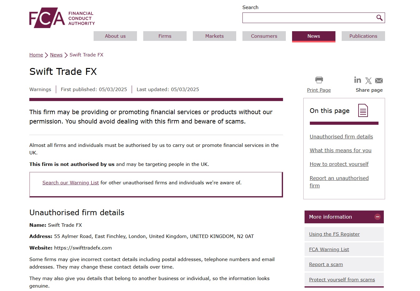 Swift-Trade-FX-FCA-Warning