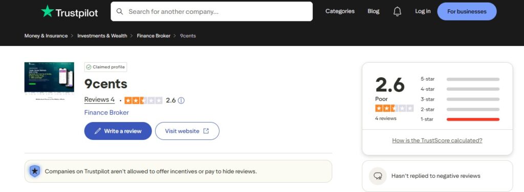 9Cents Trustpilot