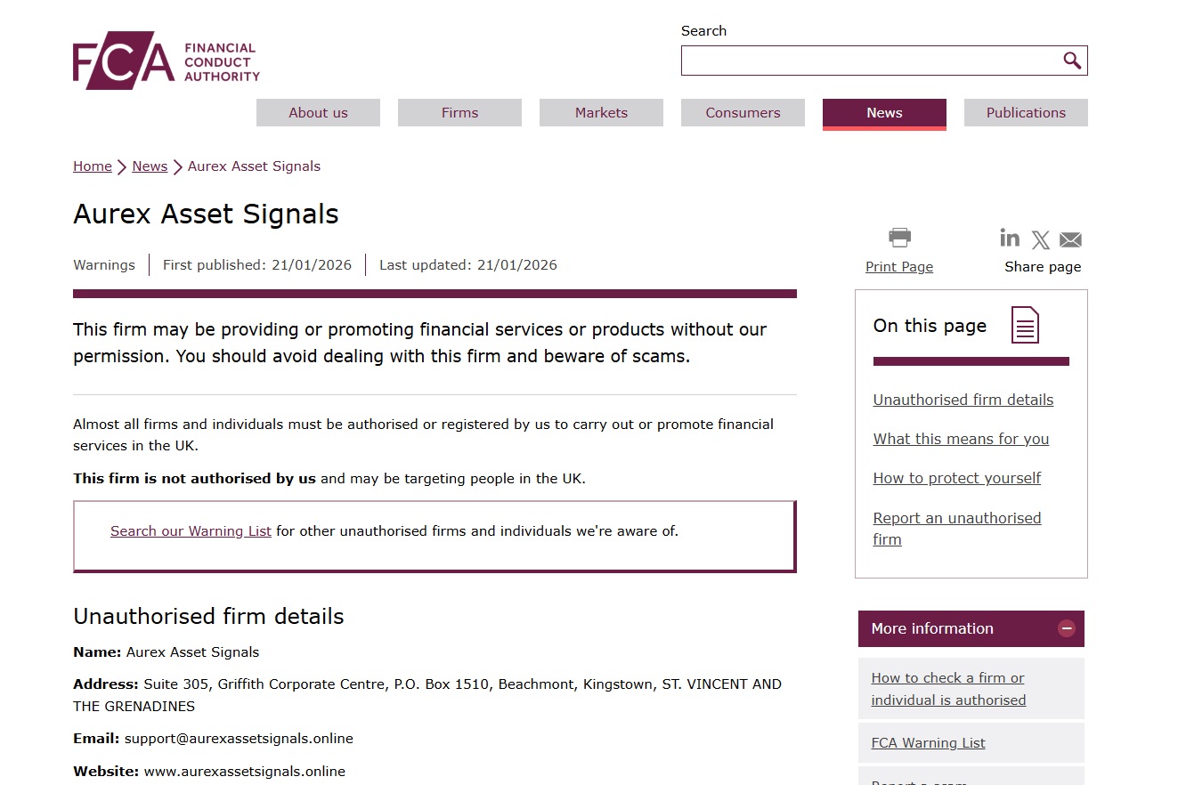 Aurex-Asset-Signals-FCA-warning