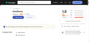 Centinary Reviews trustpilot