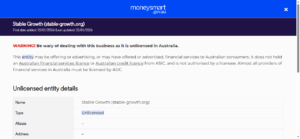 ASIC warning - Stable Growth (stable-growth.org)