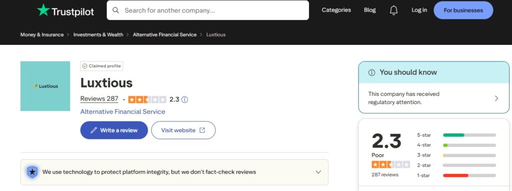luxtious trustpilot