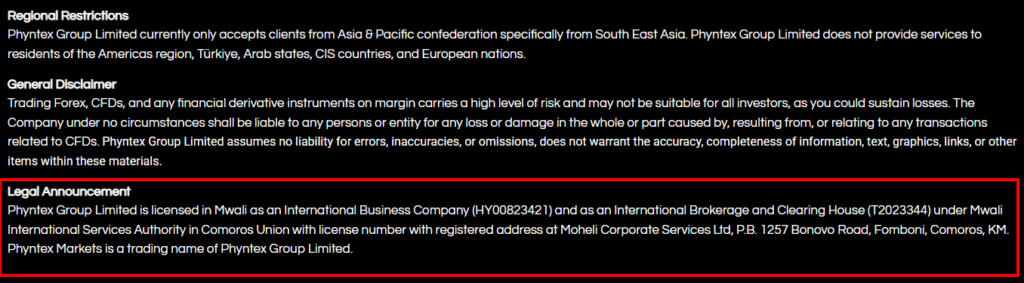 phyntex markets comros