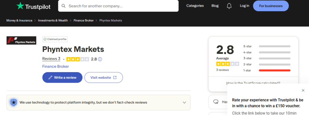 phyntex markets trustpilot